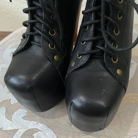 Jeffrey Campbell Laura Black Lace-Up Ankle Boots - sz 6.5 - Picture 11 of 11